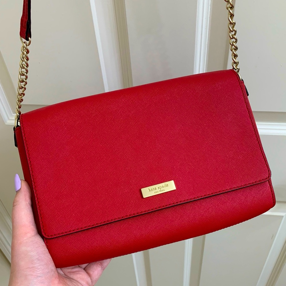 NWOT Kate Spade True Ruby-Red Crossbody with Gold Details